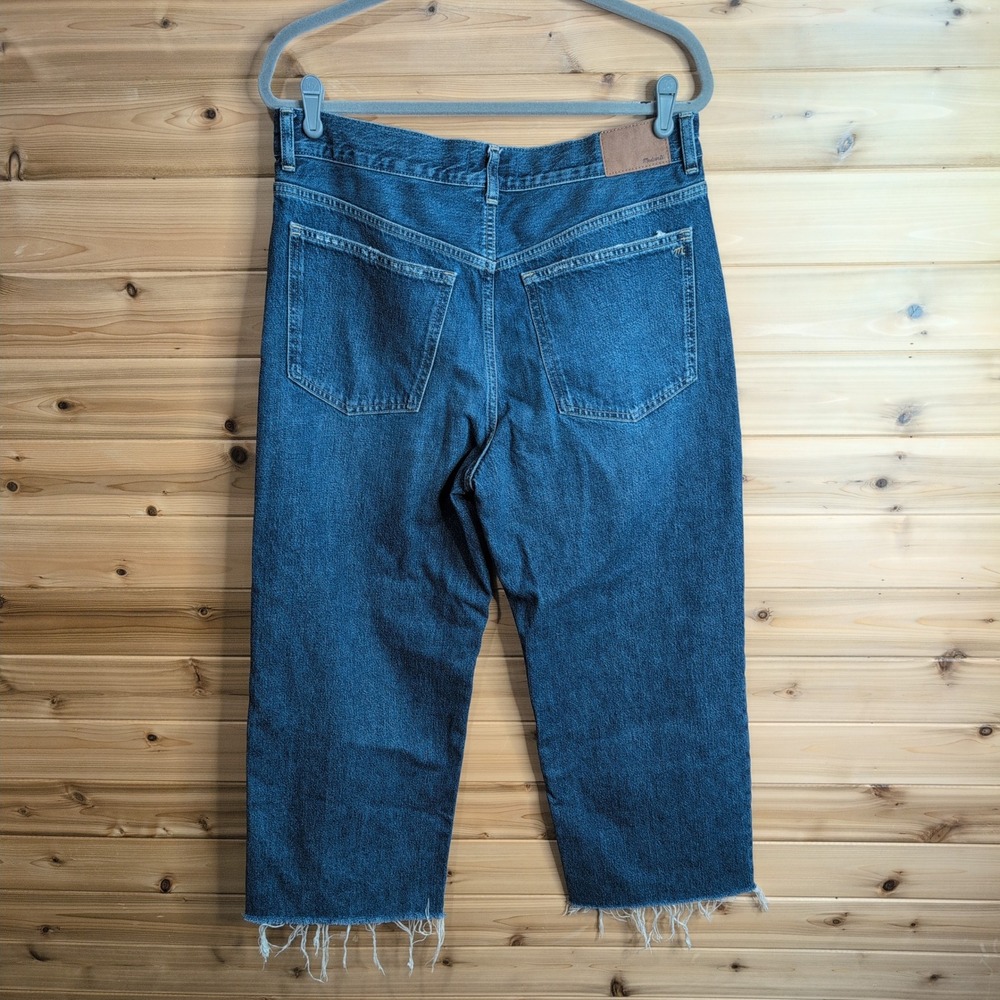 Madewell Low-Slung Baggy Crop Jeans Blue Raw Hem 29 NU172 DM8487 - Picture 3 of 10